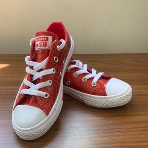 Converse All Stars Red Glitter Youth Size 13